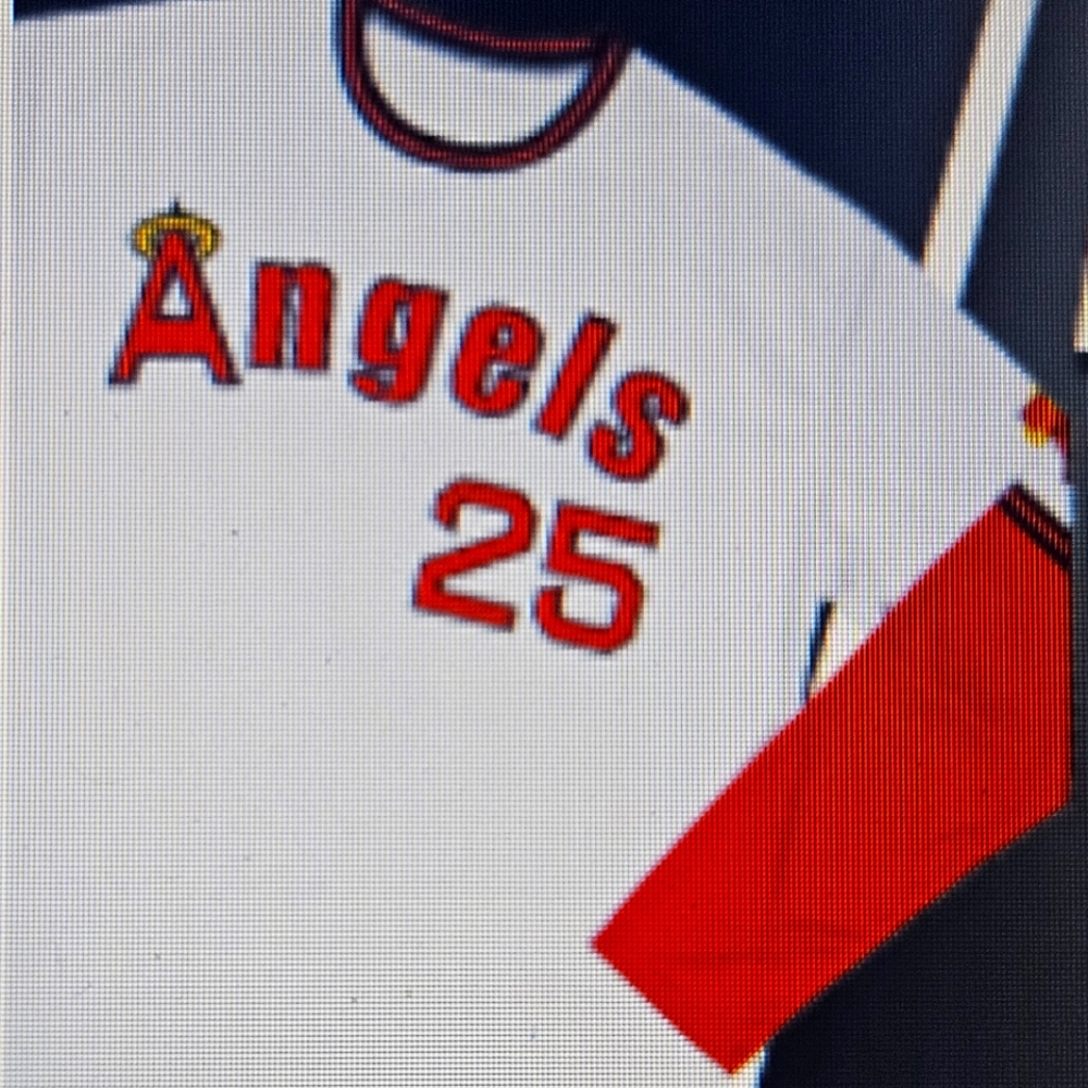 New Angels Baseball Retro White and Red Long Sleeve Tee XL LB